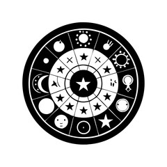 astrological wheel icon, astrological wheel silhouette vector illustration-simple silhouette illustration of astrological wheel,astrological wheel vector