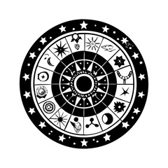 astrological wheel icon, astrological wheel silhouette vector illustration-simple silhouette illustration of astrological wheel,astrological wheel vector