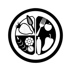 balanced diet plate icon, balanced diet plate silhouette vector illustration-simple silhouette illustration of balanced diet plate,balanced diet plate vector
