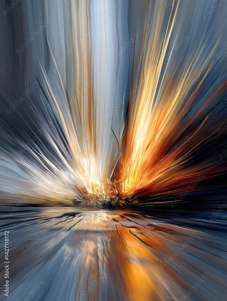 Aufkleber Fuel Explosion in Motion Blur Creates Dynamic Energy Splash and Vibrant Colors Against a Dark Background Depicting Raw Power and Movement