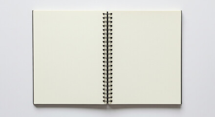Open spiral notebook isolated on white. Minimal clean image for writing, journaling, planning or school materials.