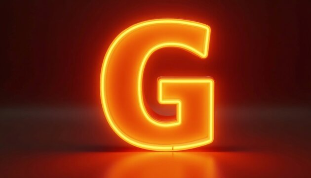 Neon Letter G Graphic Render With Orange Glowing Light