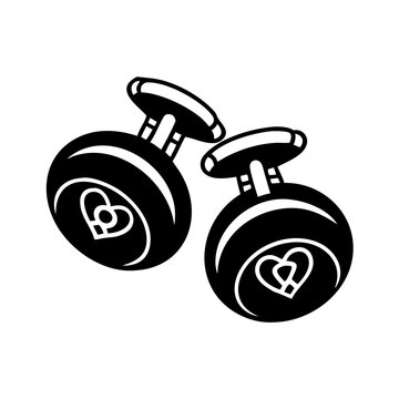 black cufflinks with heart design clip art preview