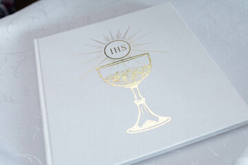 An Elegant Celebration Book featuring a stunning Golden Cup Design for lasting memories and joy