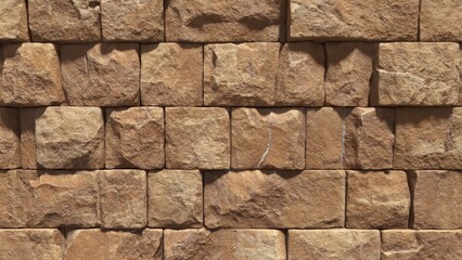 Obraz premium A wall made of uniform, rectangular bricks in a muted brown color.