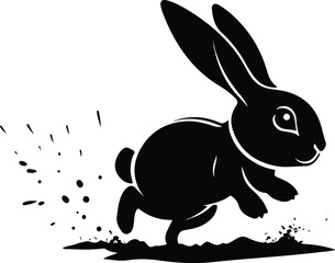 Obraz premium Rabbit Digging a Burrow