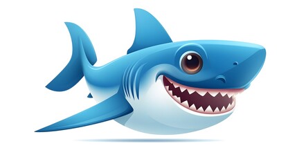 Playful and Adorable Blue Shark Swimming Vector Illustration for Designs
