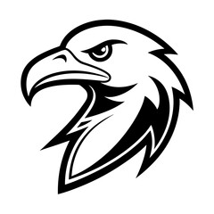 Fototapeta premium Eagle Head Vector: A powerful and majestic eagle head, rendered in a bold black and white vector graphic style, ideal for logos, emblems, and mascot designs.