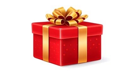 Obraz premium Cheerful red Christmas gift box cartoon illustration for holiday designs