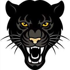 Fototapeta premium Ferocious Panther: The close-up showcases the fierce stare of a panther, exuding power and intensity in this striking graphic.