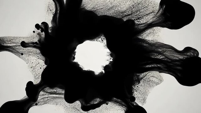 Abstract Black Ink Smoke Explosion Vector Illustration with Grunge Texture and Artistic Patterns
