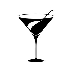 martini glass icon, martini glass silhouette vector illustration-simple silhouette illustration of martini glass,martini glass vector