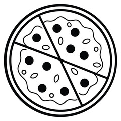 silhouette pizza clipart on white background