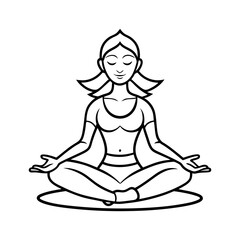 Yoga Pose Line Art Silhouette Drawing
