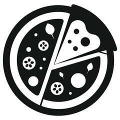silhouette pizza clipart on white background