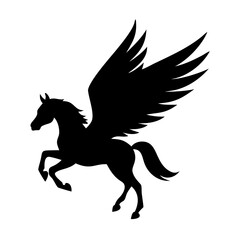 pegasus icon, pegasus silhouette vector illustration-simple silhouette illustration of pegasus,pegasus vector