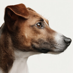 hund, haustier, tier, terrier, welpe, wagenheber, hübsch, canino, weiß, braun, russell, portrait, jack russell terrier, säugetier, breed, jack russell, gering, anschauen, isoliert, hündchen, kopf, ein