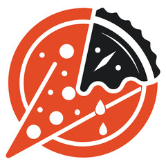 silhouette pizza clipart on white background