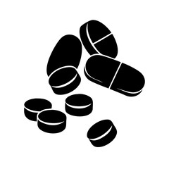 pills icon, pills silhouette vector illustration-simple silhouette illustration of pills,pills vector