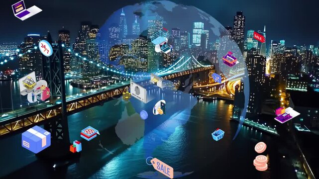 E-commerce AI data analyze, online shopping, marketing commerce sale, website advertising promotion banking payment digital marketing strategy and goals, digital search engine SEO social media ads