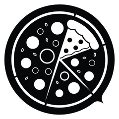 silhouette pizza clipart on white background