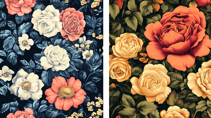Vintage floral patterns echoing the elegance of a retro era. Bloom Echo. Illustration