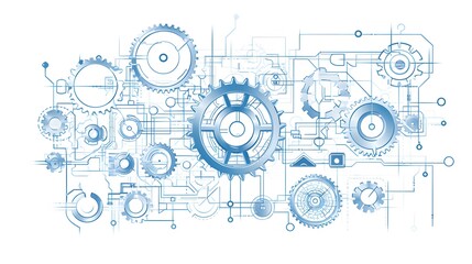 Medical Process Gears Monitoring: Vector Wire Frame Illustration for Professionals