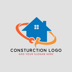 building construction and hardware store logo design vector