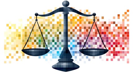 Professional dash mosaic depicting justice weight marker icon for business presentations