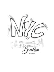 Slogan t-shirt design, vector illustration artistic element retro art, to be great, brooklyn, increase, urban, sport division, underground, freedom, nyc, new york city.