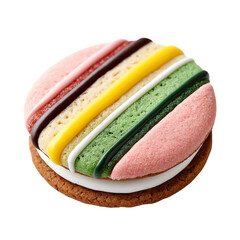 Colorful Striped Sandwich Cookie on Transparent Backgroundisolated, transparent background, clipart, cut out, no background