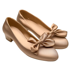 Elegant Beige Satin Shoes with Bows Bridal footwear