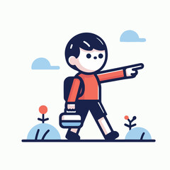 vector of little boy pointing