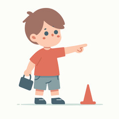 vector of little boy pointing