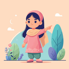 vector of little boy pointing