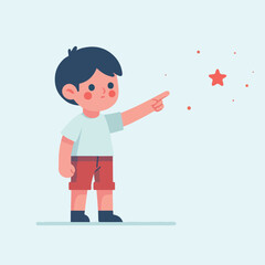vector of little boy pointing