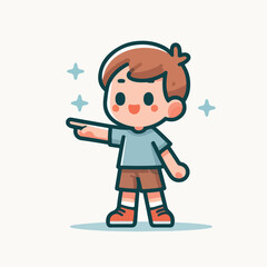 vector of little boy pointing