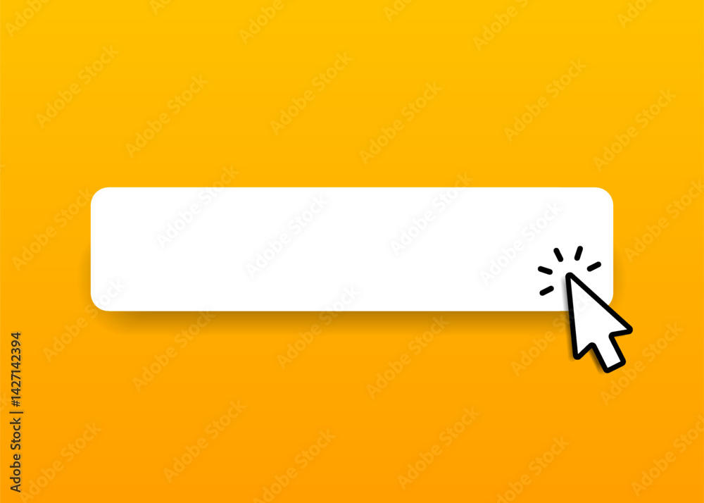Fototapete Click here web buttons with hand cursor. Set of action button with arrow pointer. Click button. Modern action button mouse click symbol. Computer mouse click cursor or Hand pointer symbol.