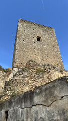 Close-Up View of the Norman Tower in the Ghost Town of Craco, Basilicata, Italy