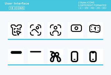 Set of 5 solid user interface icons,mill, sign, mind, share, minus, circle, hexagon