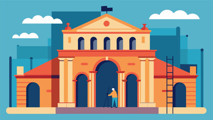 Spets reviving the stunning details of a centuriesold façade with careful restoration and preservation techniques.. Vector illustration