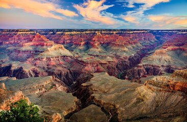 Spectacular view from the south rim of the Grand Canyon in Arizona