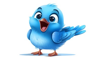 Charming blue bird joyfully eating a worm in an adorable and amusing manner