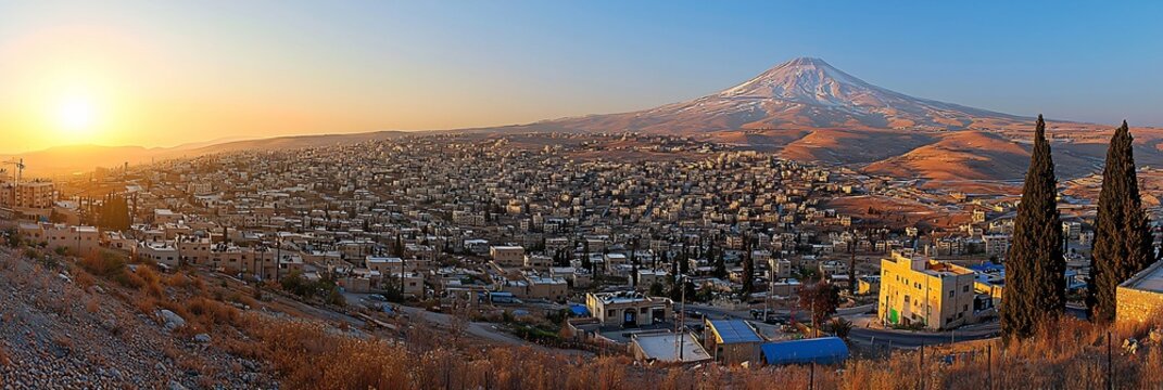 Grayscale ink panorama depicts mount hermon under a sepia twilight recalling the hallowed mountain where watchers descended as recounted in the Book of Enoch