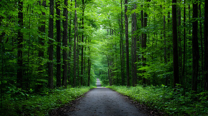 Obraz premium Forest Path Under Sunlight