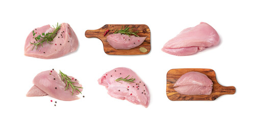 Fresh Uncooked Raw Turkey Fillet Breast Meat Isolated