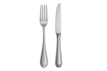 Cutlery Set Featuring a Fork and Knife on a Simple Background for Dining