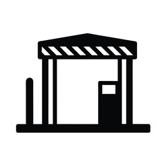 Toll Booth Icon with Barrier - Black Silhouette