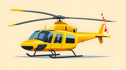Yellow Helicopter Vector Illustration for Aviation Designs and Concepts