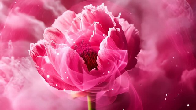 Cinematic Pink Rose Bouquet Bloom in Abstract Color Explosion 3D Design